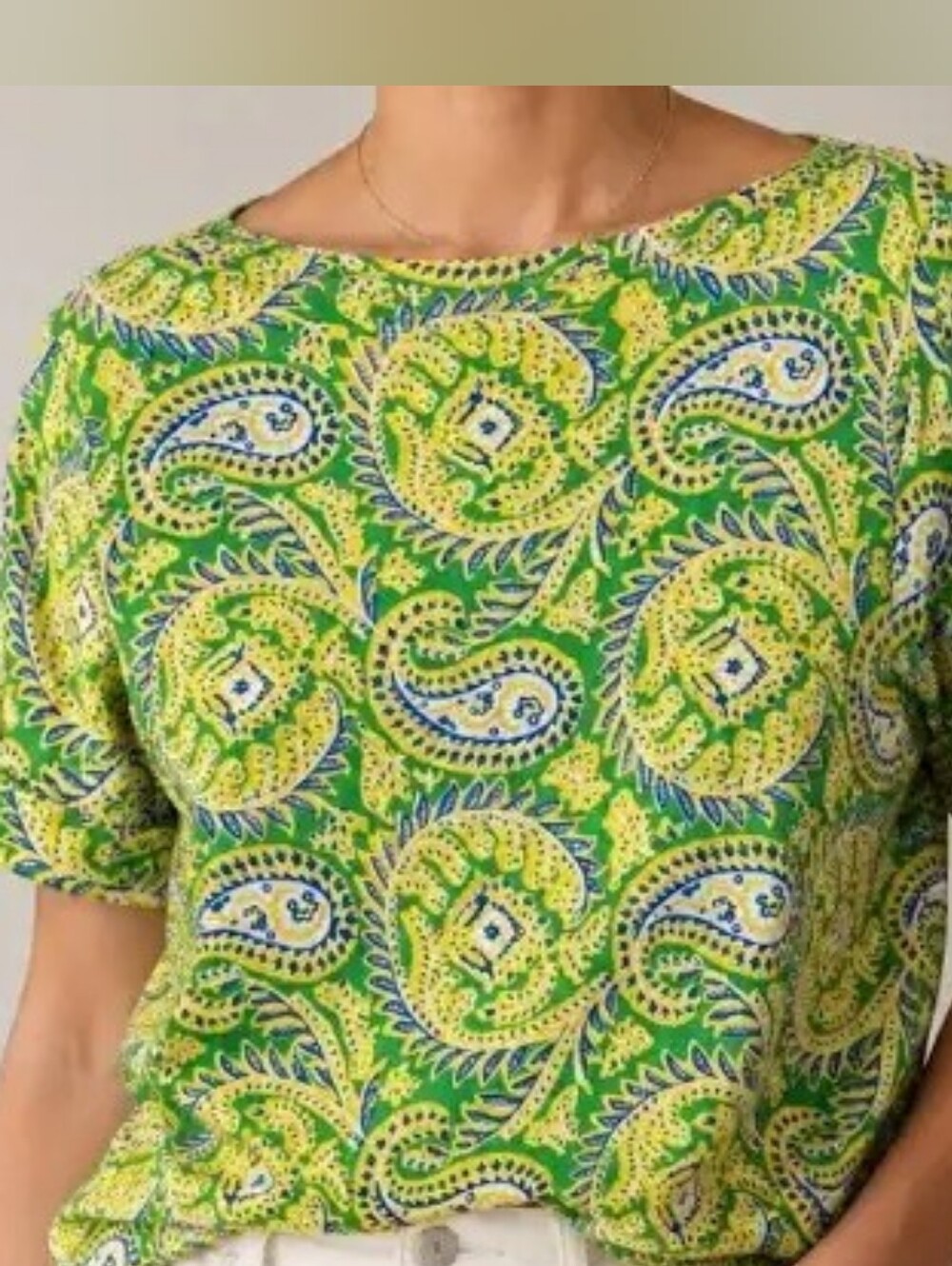 Lauren Ralph Lauren 3X  Paisley Short Sleeve Top 100% Cotton NWT